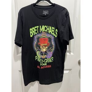 Bret Michaels Party Gras Tour All Access T-Shirt Large w/ Guitars and Skull